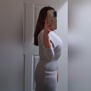 Alexia Admor Bodycon Light Gray Long Sleeve Dress—Size XS